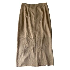 Vintage Silk Blend Tan Midi Skirt